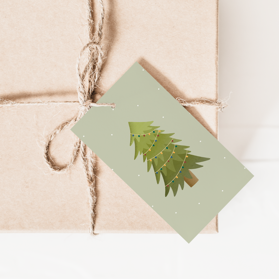 Etiquetas de regalo Árbol de Navidad menta "Feliz Navidad" 6x colgantes abeto