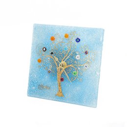 Square wall watch in Murano glass, favor gift idea, golden gold decoration