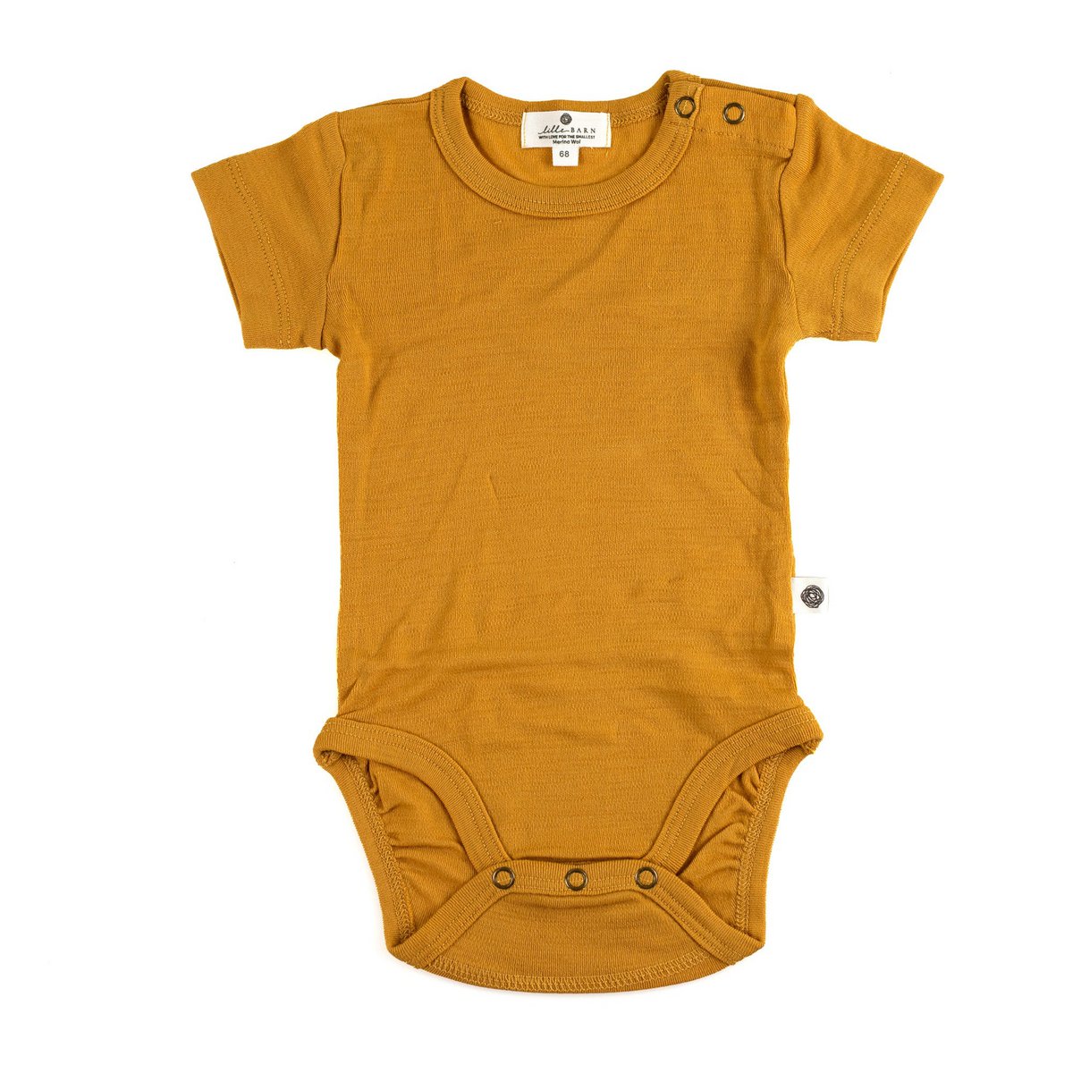 Kurzarm-Body aus Wolle – Merinowolle – Harvest Gold
