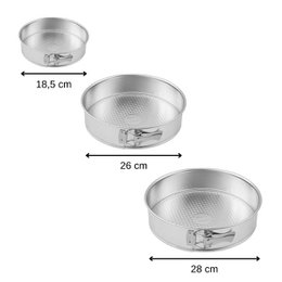 Set van 3 springvormen springvorm 18,5 cm + 26 cm + 28 cm Zenker Silver