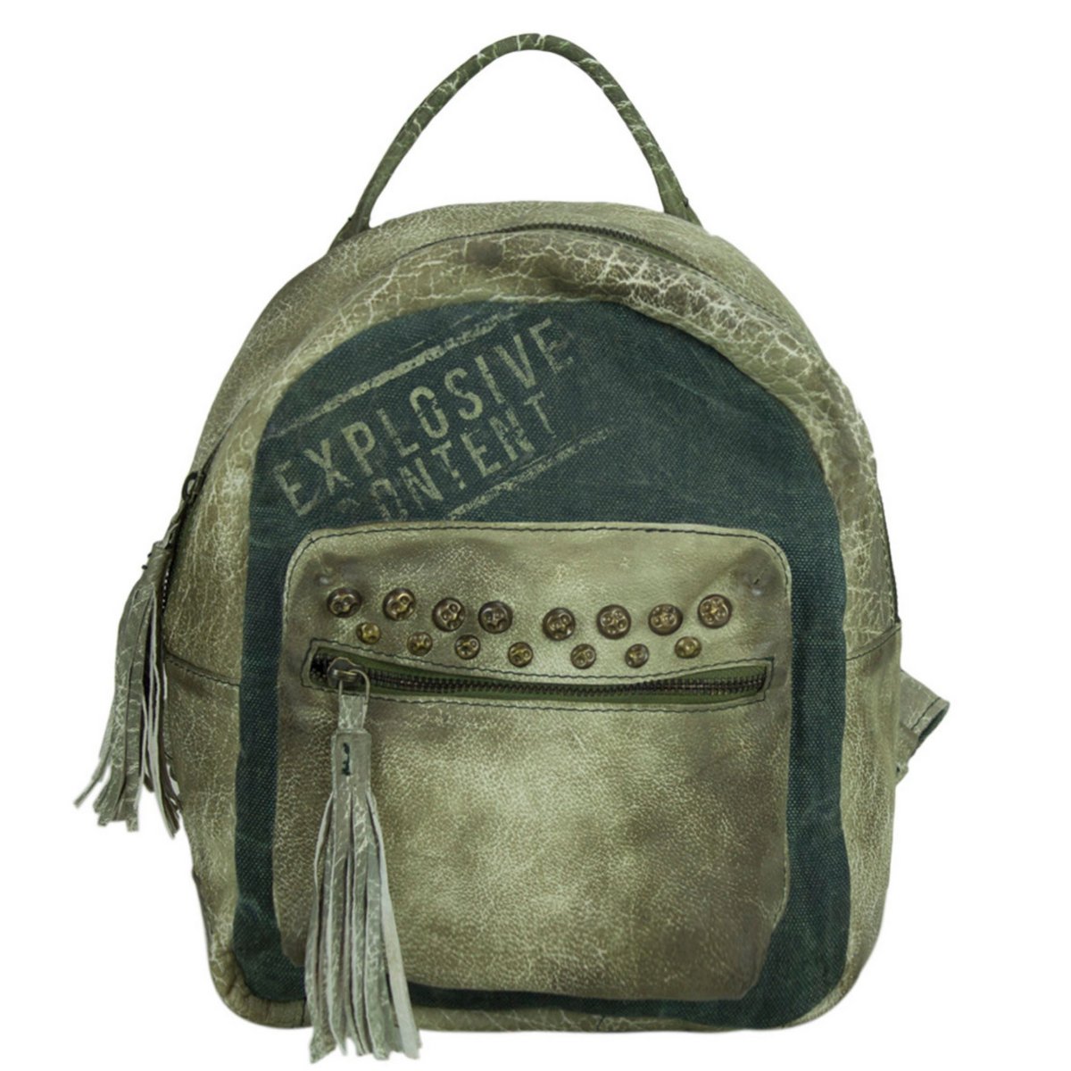 Sunsa leren/canvas rugzak. Vintage rugzak, retro dagrugzak. City rugzaktas voor dames/meisjes in een uniek design. Mini vrijetijdsrugzak voor dagelijks gebruik.