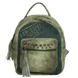 Sunsa leren/canvas rugzak. Vintage rugzak, retro dagrugzak. City rugzaktas voor dames/meisjes in een uniek design. Mini vrijetijdsrugzak voor dagelijks gebruik.