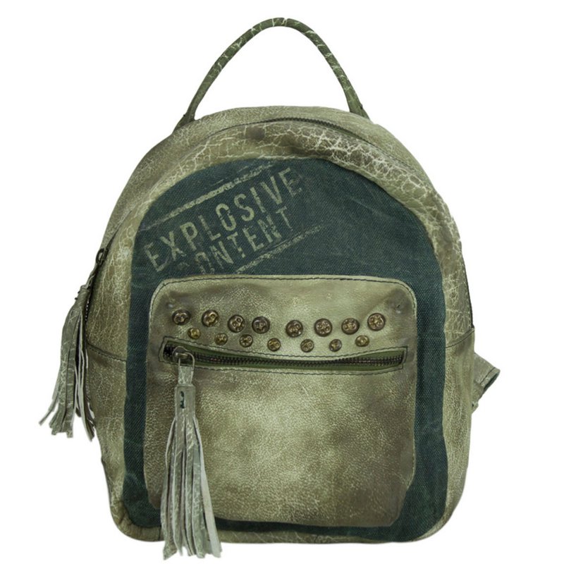 Sunsa leren/canvas rugzak. Vintage rugzak, retro dagrugzak. City rugzaktas voor dames/meisjes in een uniek design. Mini vrijetijdsrugzak voor dagelijks gebruik.