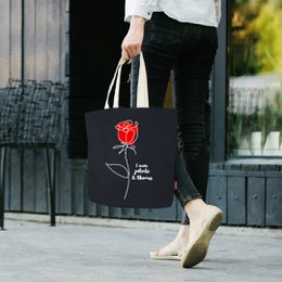 Totebags. Bolso grande modelo "JE SUIS DES PÉTALES ET DES ÉPINES"