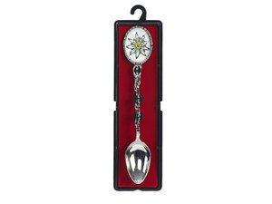 Metal spoon edelweiss in a