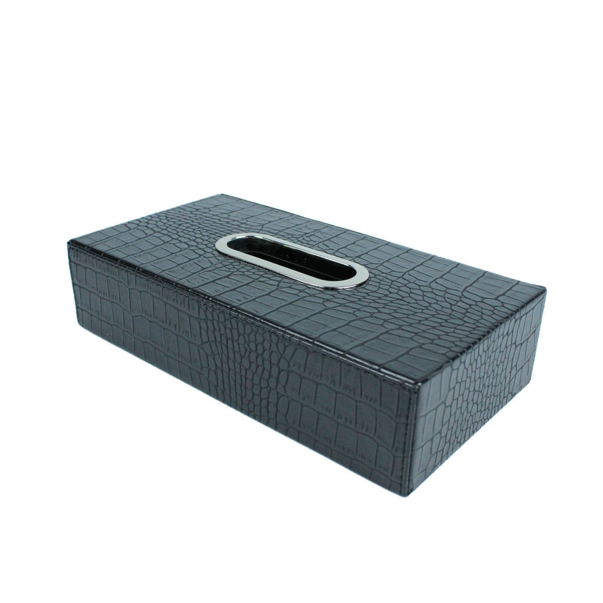 Tissue box rectangular crocodile black