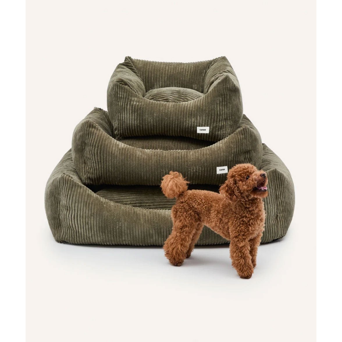 Green Corduroy Dog Bed, Snozy