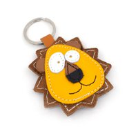 Cute Little Lion Leather Animal Keychain