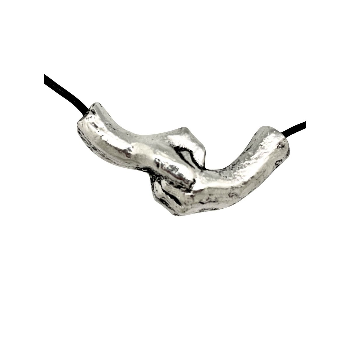 Silver Union Collar 925 10µ en zwart leer