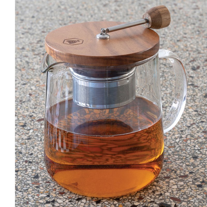 Teiera con Coperchio in Legno e Infusore Removibile 1L