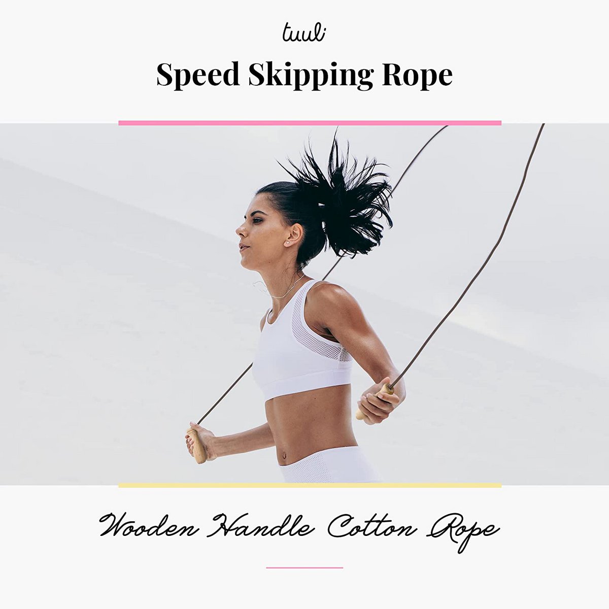Skipping Rope with Wooden Handle Cotton Rope 230 cm