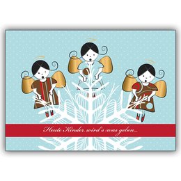 Dulce coro de ángeles navideños como tarjeta navideña: Hoy niños...