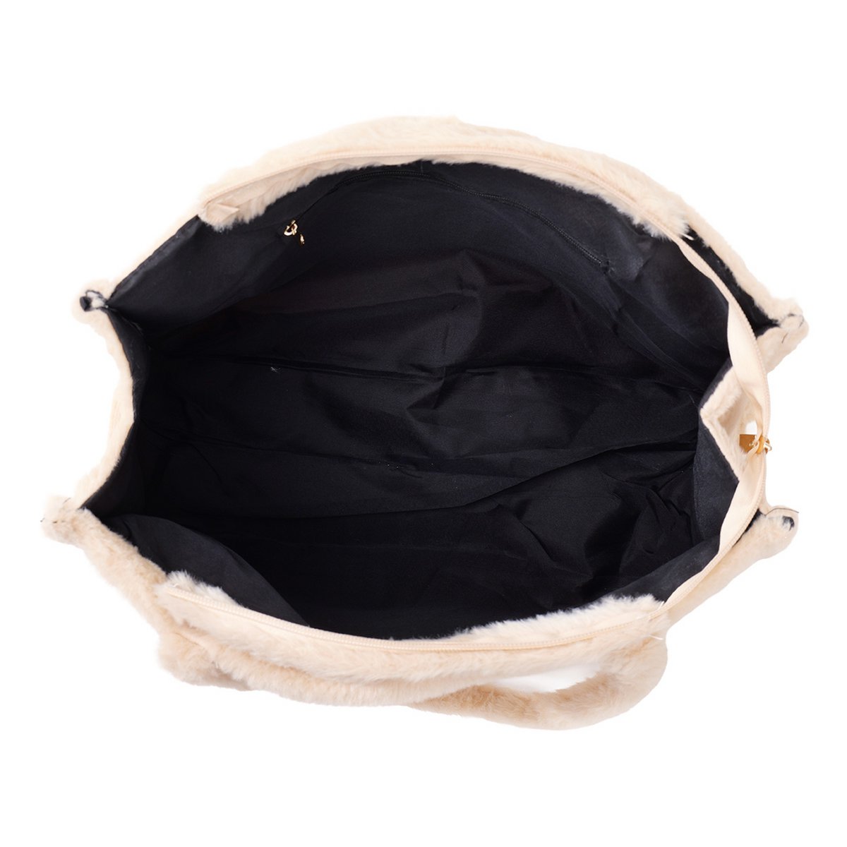 Y-B3.4 BAG1014-001-3 Fluffy Faux Fur Shopper 36x29x13.5cm Beige