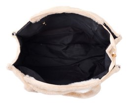 Y-B3.4 BAG1014-001-3 Fluffy Faux Fur Shopper 36x29x13.5cm Beige