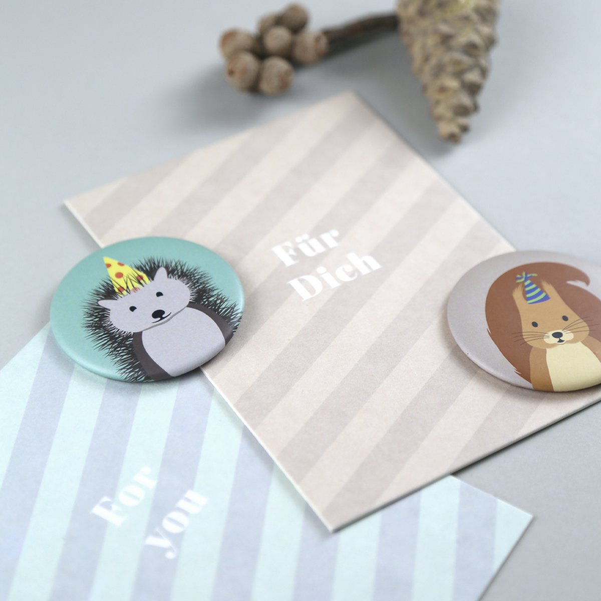Postkarte Holzschliff Streifen Cloe Mint