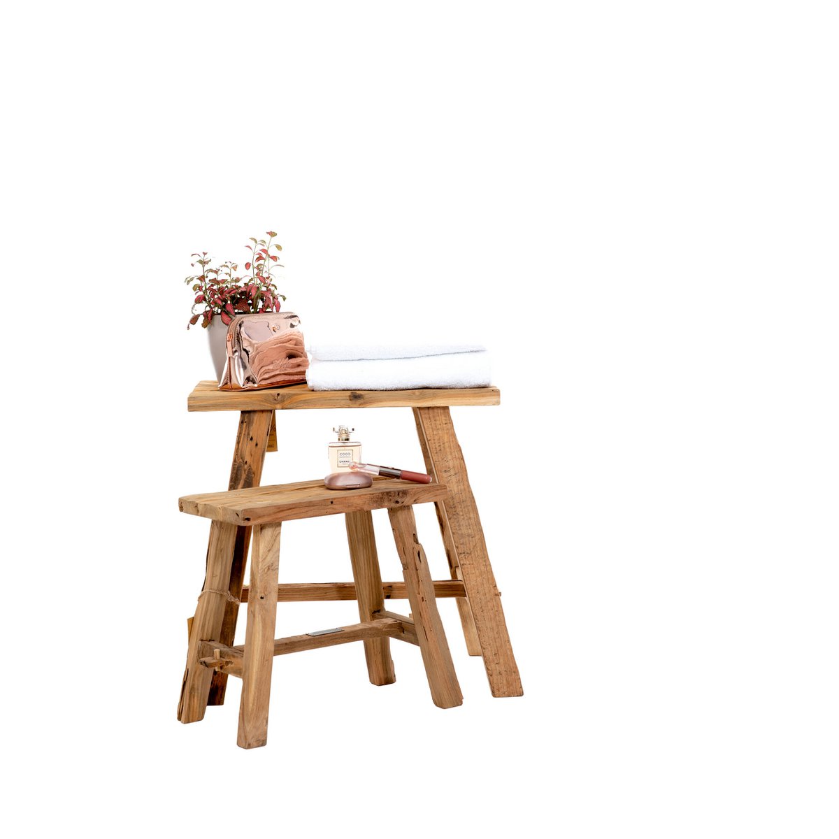 Tabouret vintage teck récupéré 50 cm