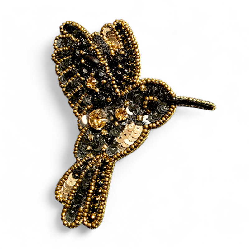 Brooch, The Golden Onyx Hummingbird