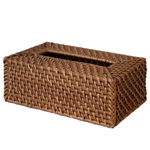 Rechteckige Rattan-Tissue-Box-Abdeckung | Handgewebter Serviettenpapierspender aus Korbgeflecht