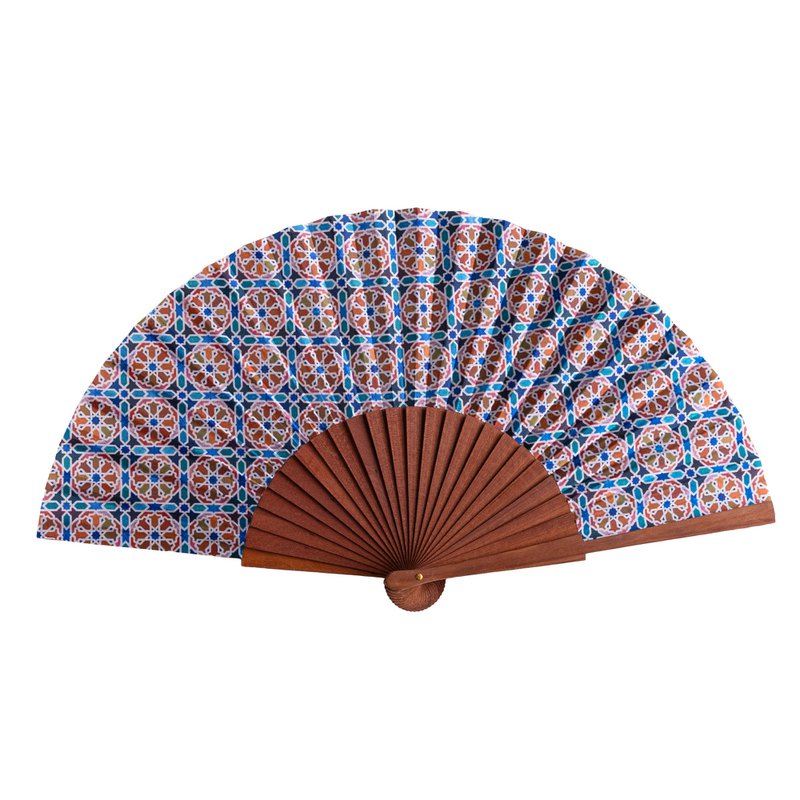 Moorish Geometry Satin Hand Fan Aixa 23 cm