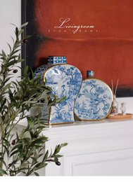 Nieuwe Chinese stijl, oosterse Parijse Delfts blauwe porselein vazen/lage stijl