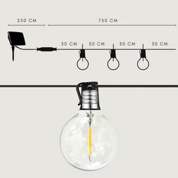 7,5 meter SOLAR lichtsnoer met 25 LED lampen