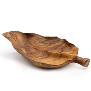 Large teak wood fruit in leaf -shaped - 40x24x5cm