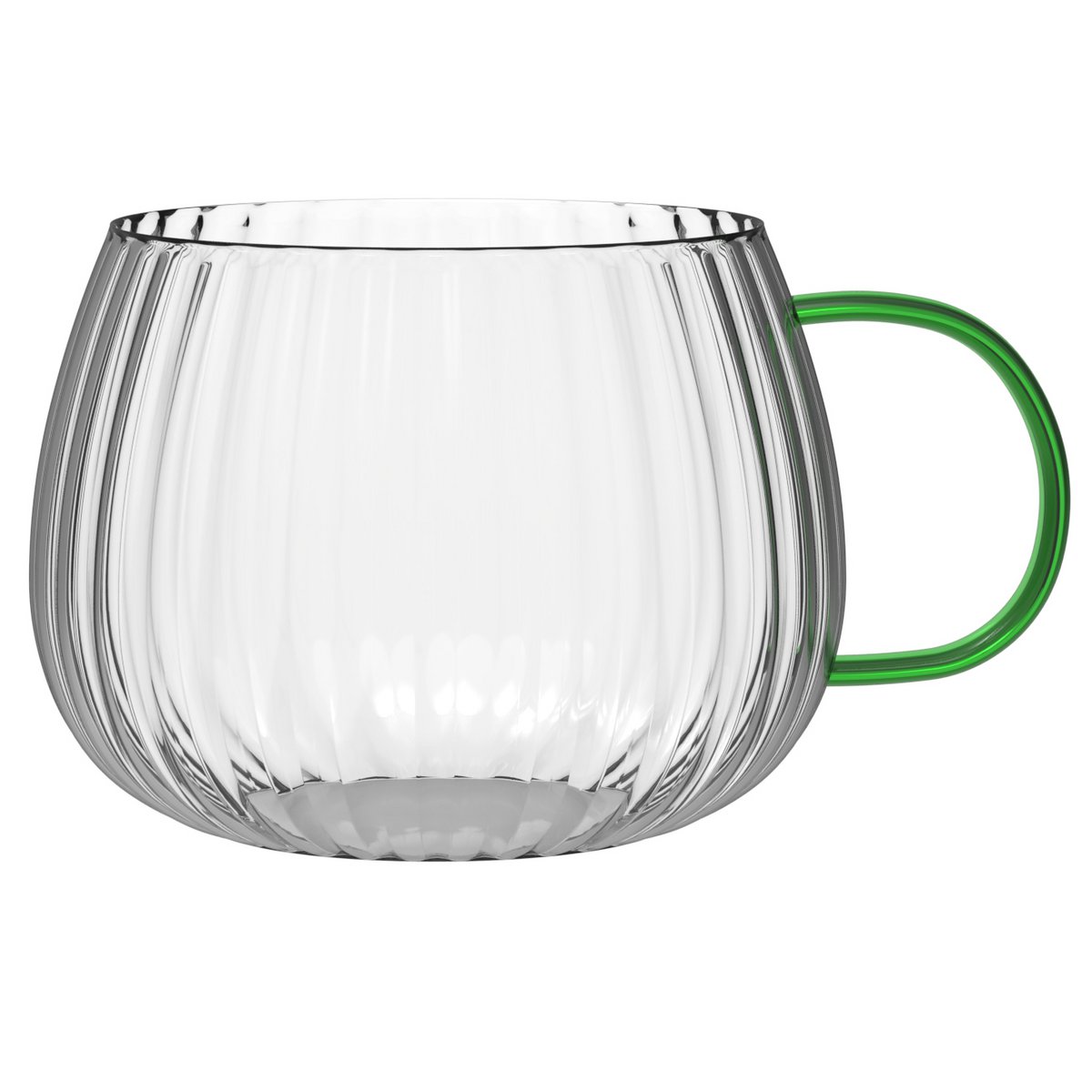 SET de 2 verre mono paroi anse verte 350ml TULIP 1197