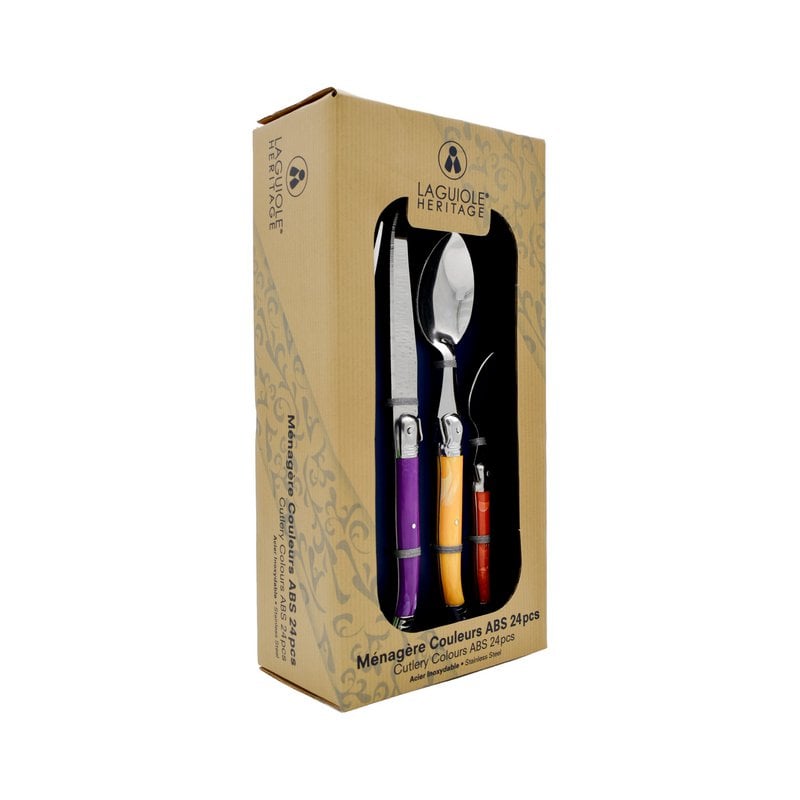 Ménagère Laguiole Héritage- Manche Coloré – 24 pièces