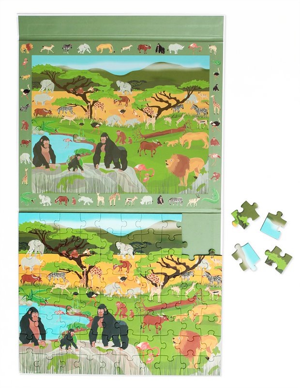 2 In 1 Magnetische Puzzel - Discovery Game - Savanne