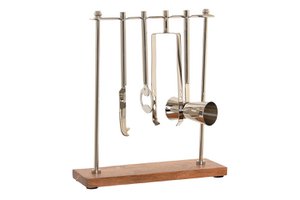 COCKTAIL SET 4 STAINLESS STEEL ACACIA 25,5X9X30 SILVER PC201821