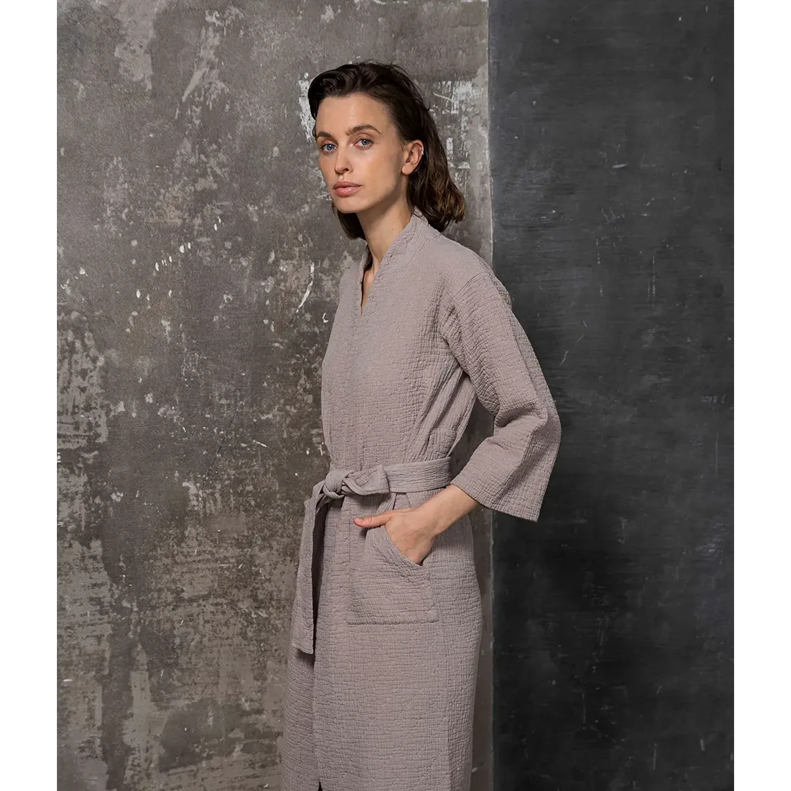 Cotton bathrobe Orion Solid Latte