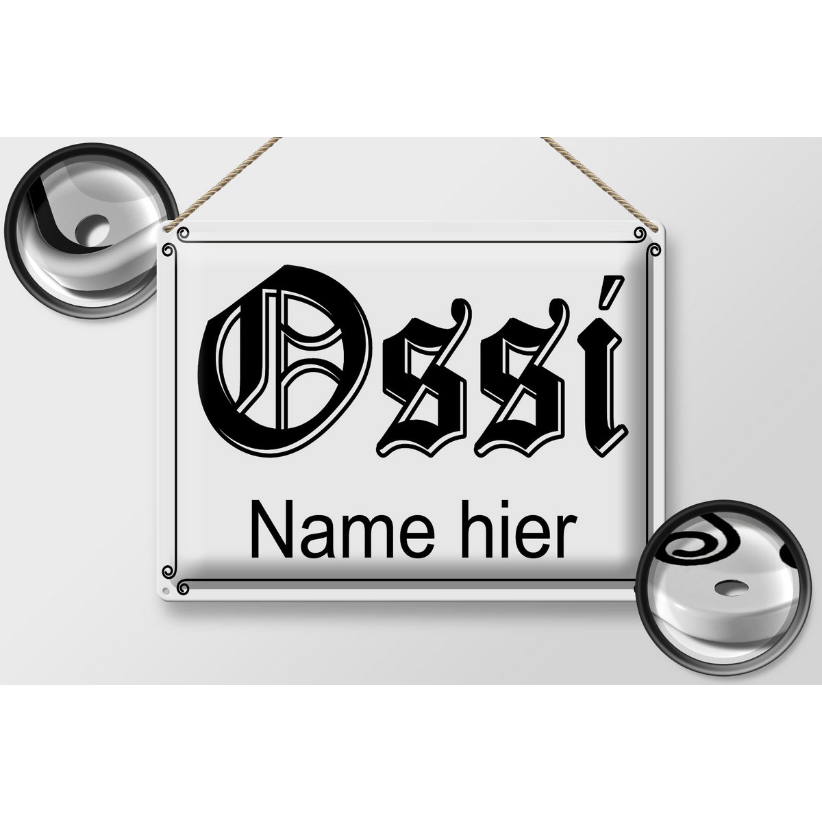 Tin sign saying 40x30cm Ossi name here GDR