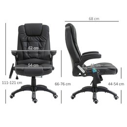 Silla de oficina con función de masaje, función de calor, altura regulable, función de inclinación, silla de oficina de masaje, blanco crema + negro