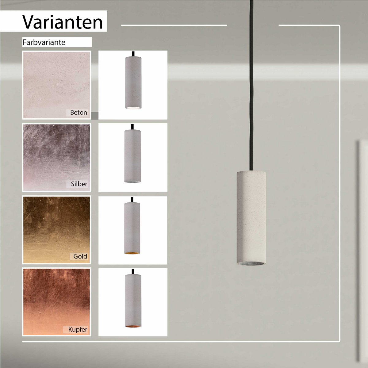 Pendant lamp "Nara20" concrete lamp GU10 Silver