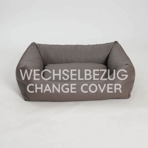 Wechselbezug Hundebett Box Bett Saddle Kunstleder taupe
