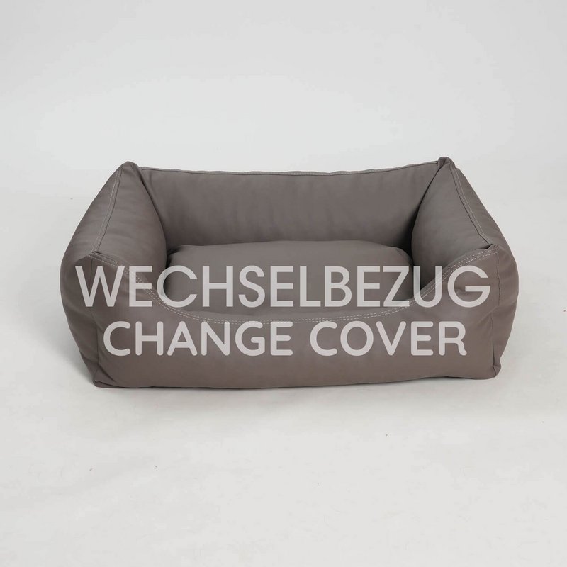 Wechselbezug Hundebett Box Bett Saddle Kunstleder taupe