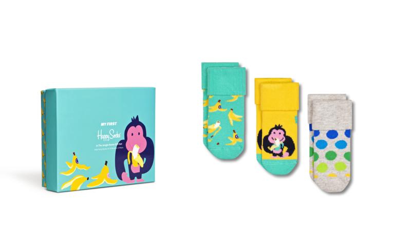 Happy Socks XKJUN08-0200 Confezione da 3 calzini in spugna nella giungla