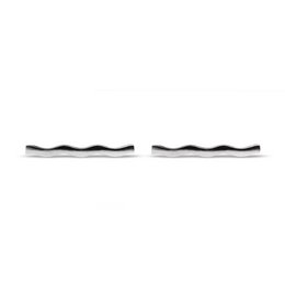 Silver stud earrings with a wavy, minimalist design.