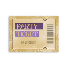 Invitation children's party - Kat (set of 6). Whimsical illustration of an orange cat with a playful, friendly expression. The text reads "It's time for a party!" in a fun, handwritten-style font.