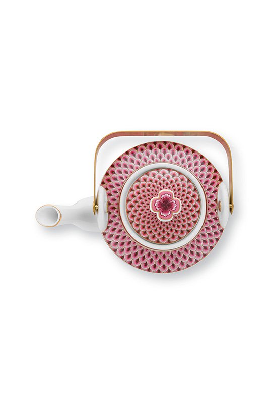 Giftset Teapot Oriental Flower Festival Dark Pink 1 ltr