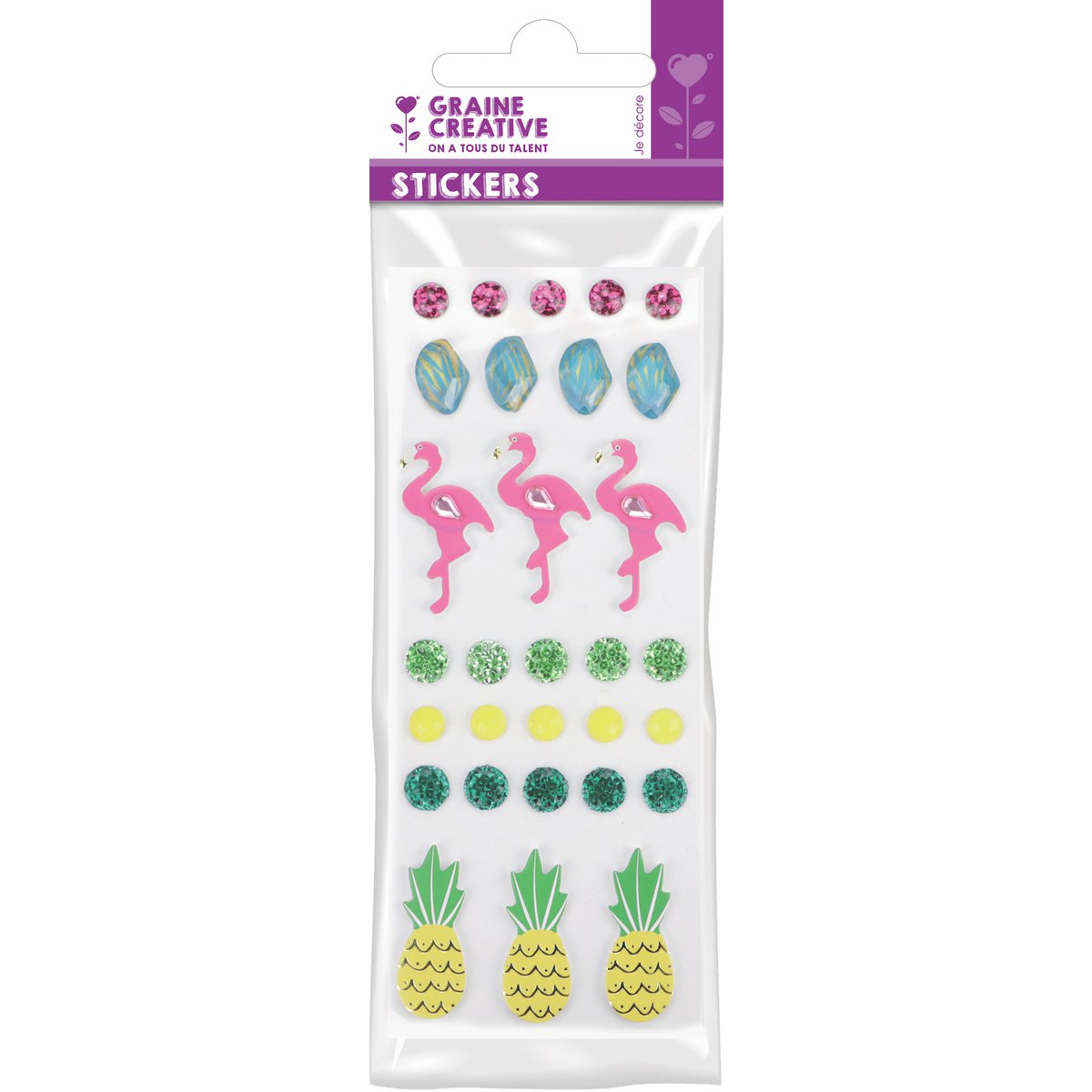 STICKERS ASS. FLAMINGO 30 PIECES 40mm
