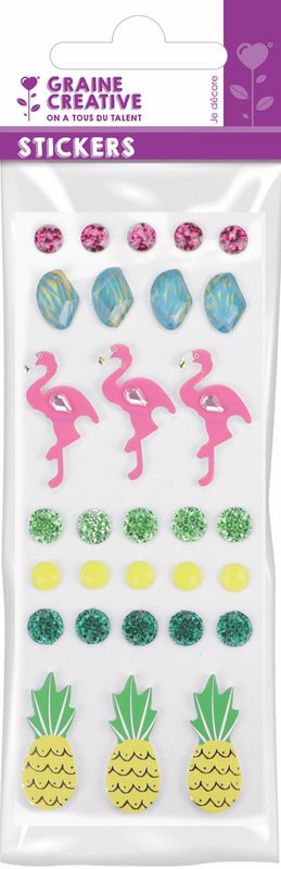 STICKERS ASS. FLAMINGO 30 PIECES 40mm