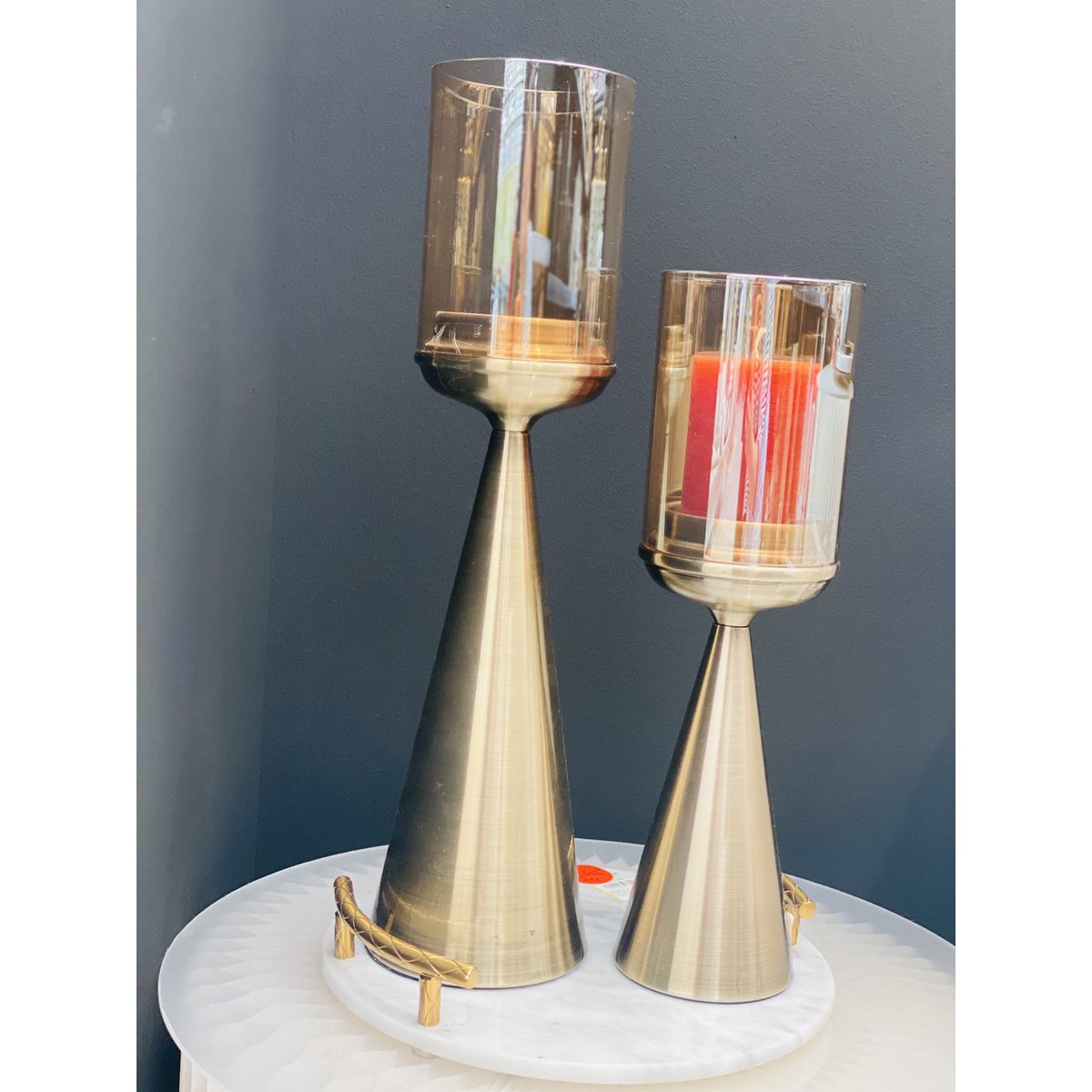 CANDELABRO | VIDRIO | ORO -S-Alto-39CM