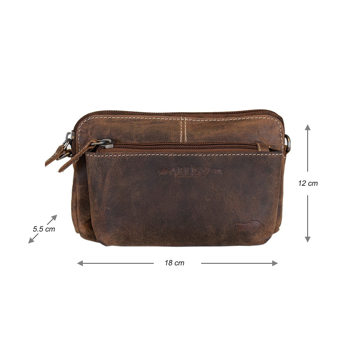 Schultertasche - Gürteltasche - Clutch aus schwarzem Büffelleder - 3 Farben Leder