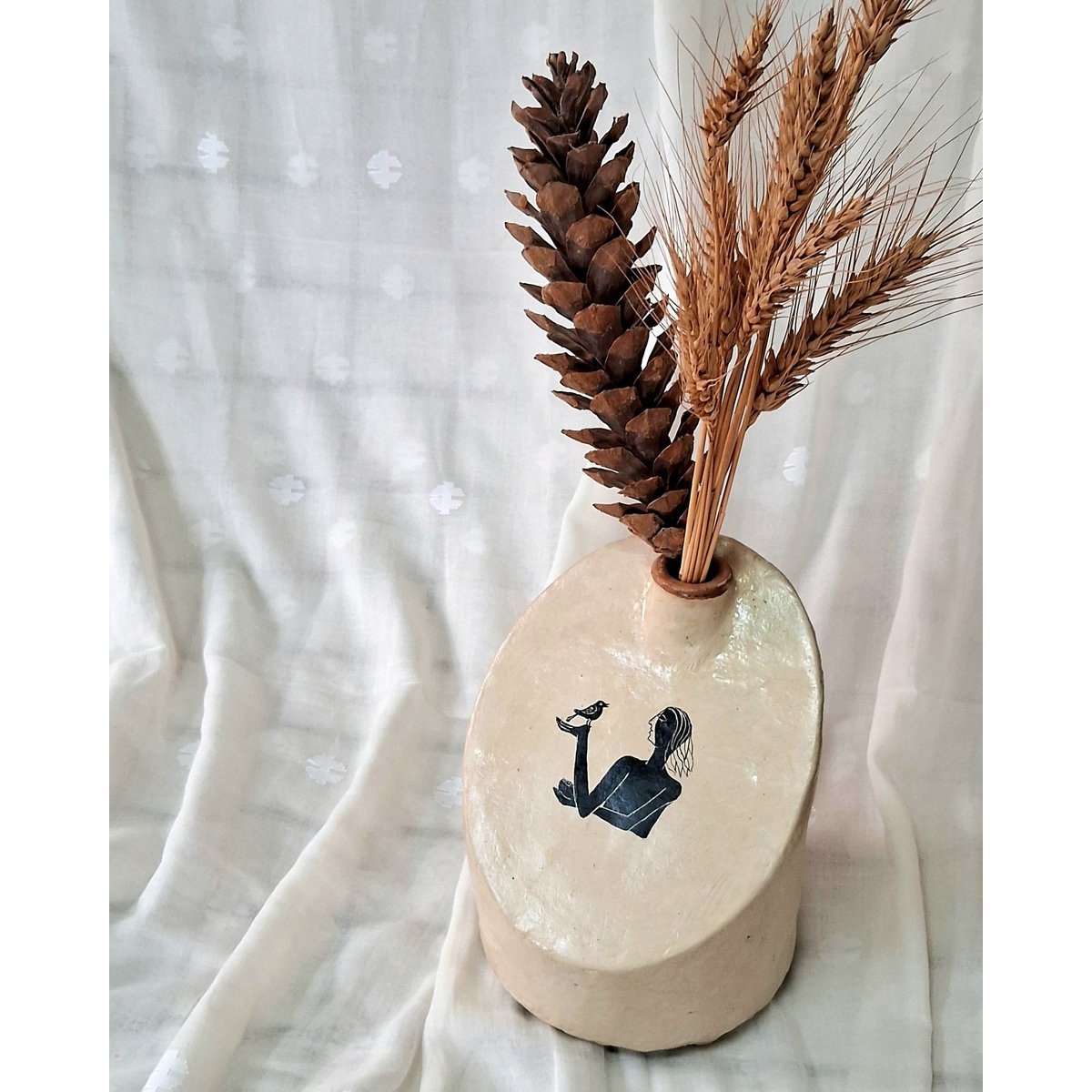 Vase | Handcrafted Papier mâch Fresh Dry Flowers Lightweight