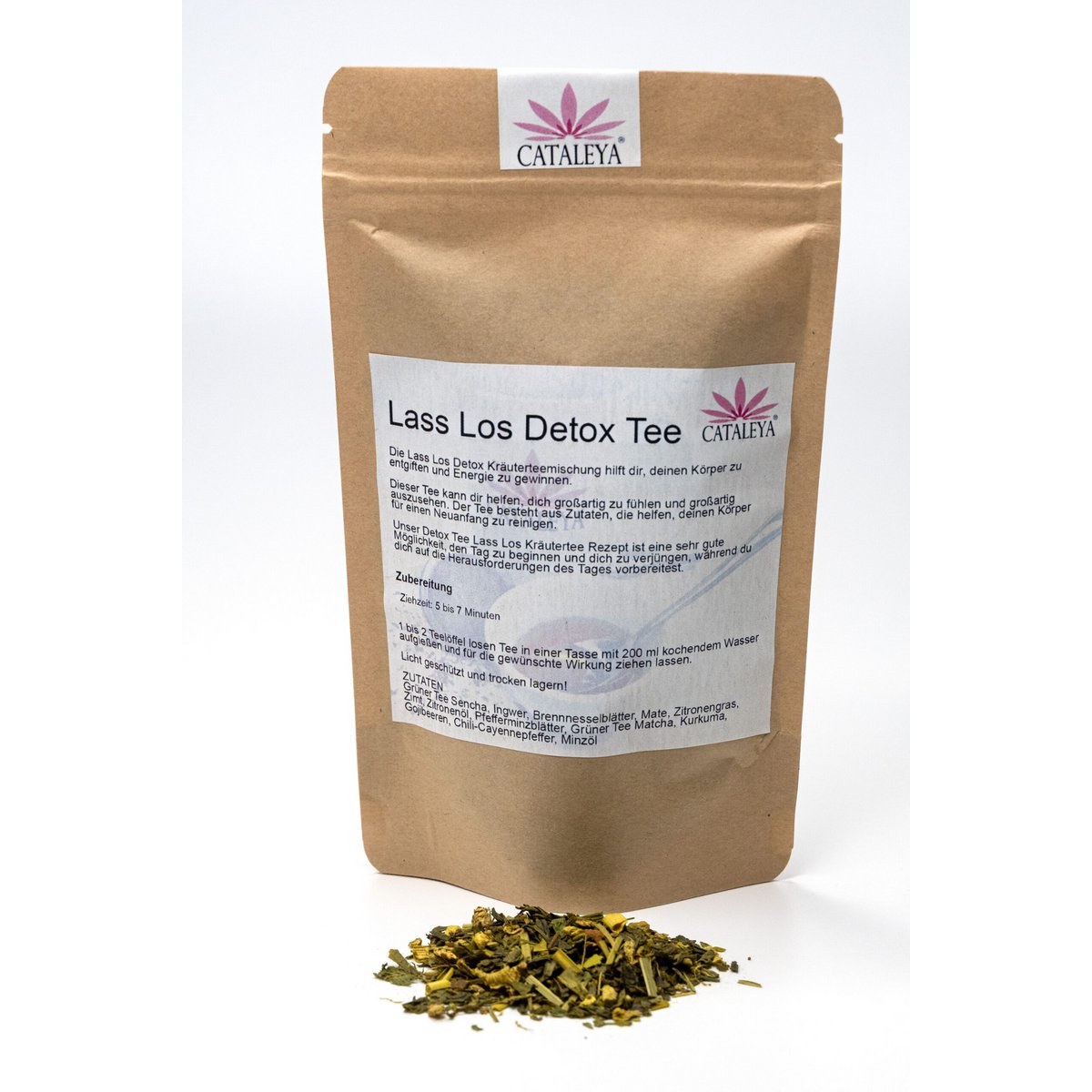 LASS LOS-DETOX TEE, die Kräuterteemischung mit Grüner Tee Matcha, Ingwer und Zitronengras hilft dir, deinen Körper zu entgiften und Energie zu gewinnen 50g