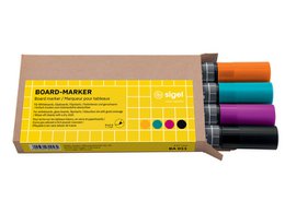 Marqueur pour tableau blanc Sigel 4 couleurs noir/cyan/magenta/orange.