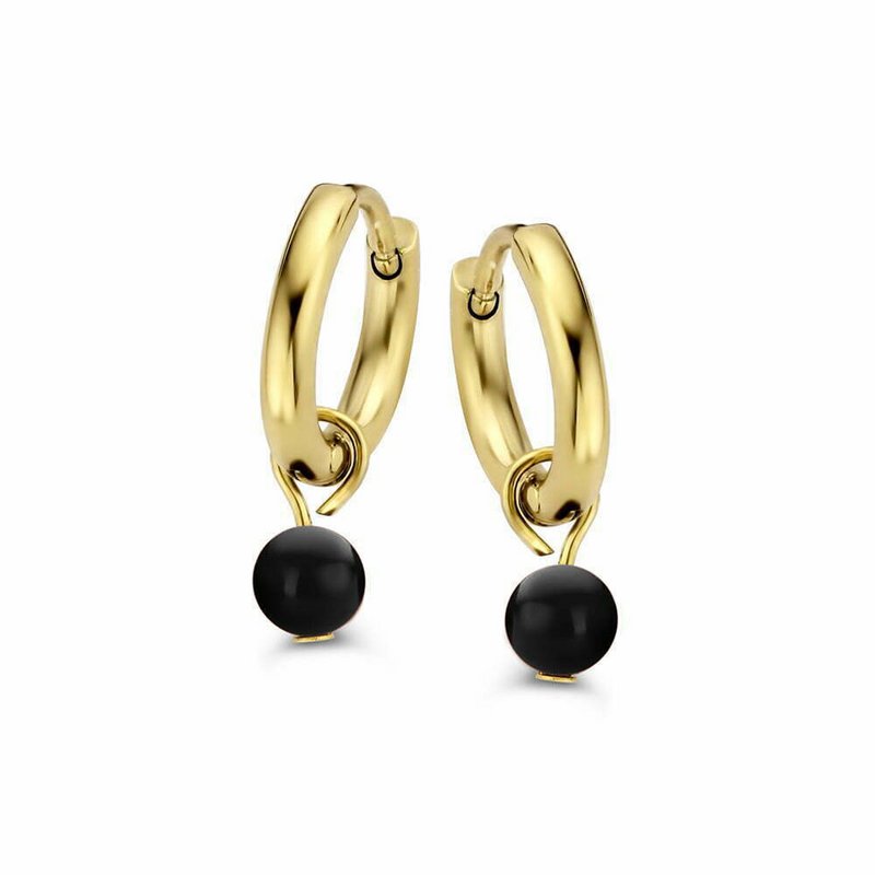 CO88 ear huggies 11mm med sort agat perle 4mm ipg