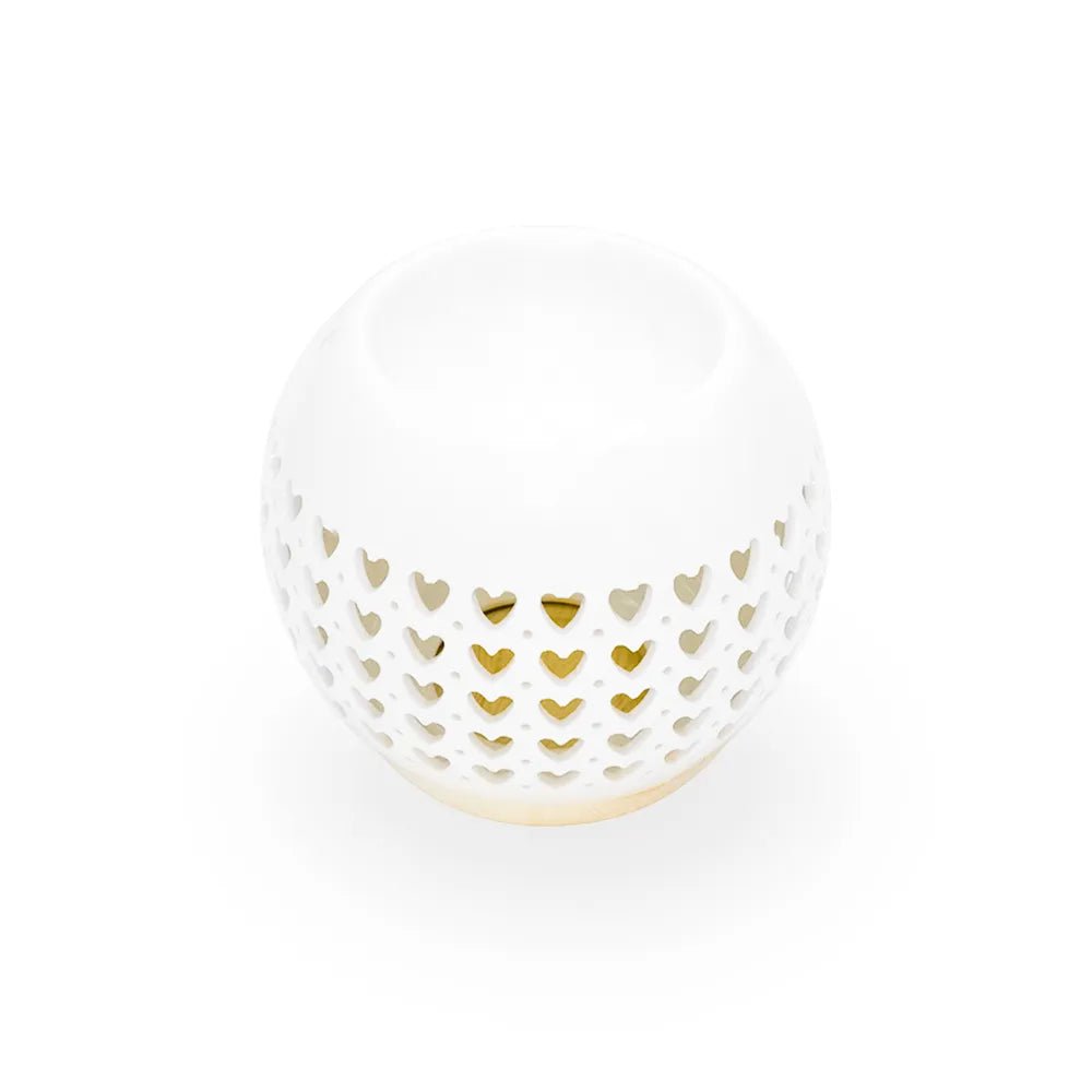 Bruciatore porta profumo rotondo in ceramica a forma di cuore