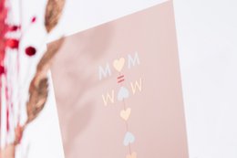 Wooden card holder + dried flowers + card mama